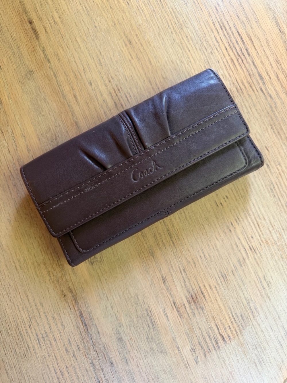 Coach Dark Brown Leather Continental Wallet
